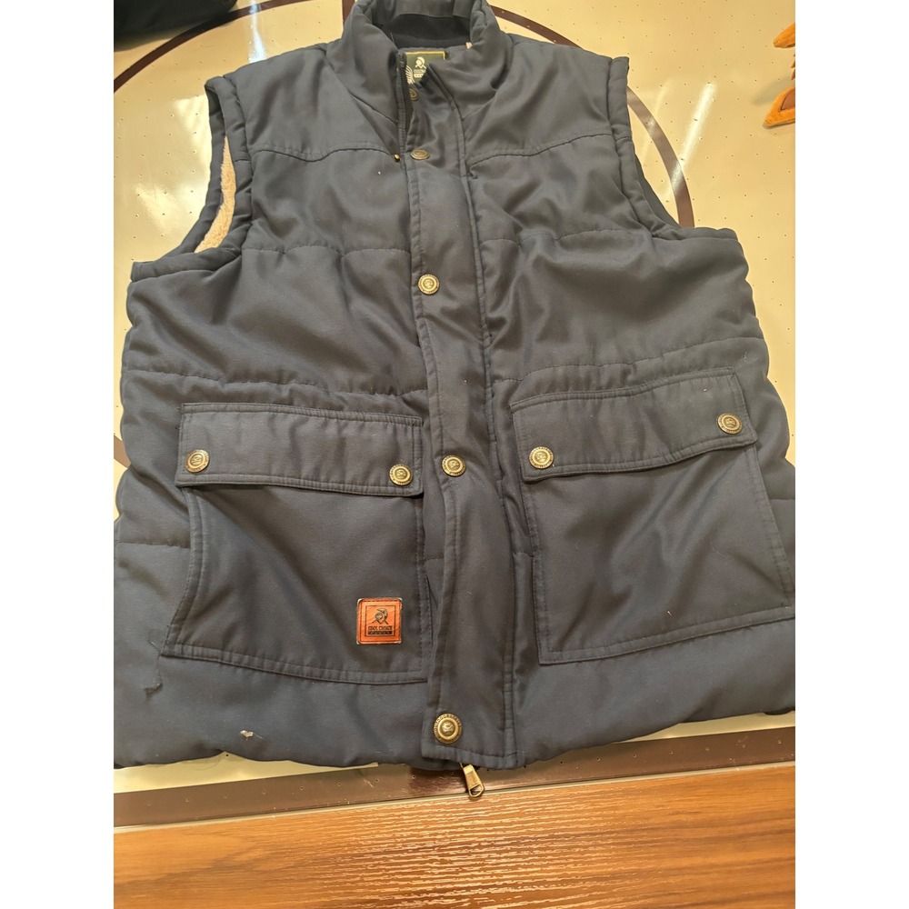 Cool Choice Mens Navy Blue Puffer Vest Sherpa Lined Quilted Outdoor Jacket L